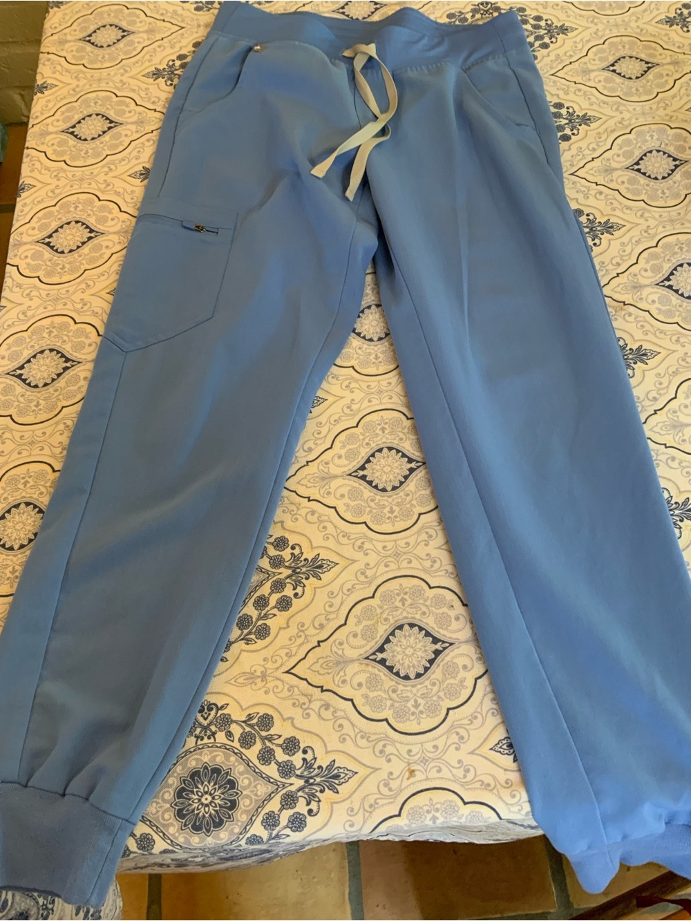 Figs Women's Light Blue Jogger Scrub Pants with Drawstring